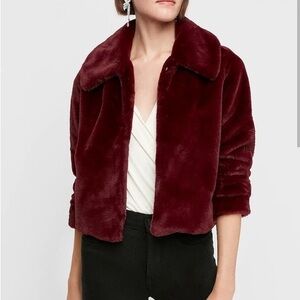 Express, Women's Burgundy Faux Fur Jacket